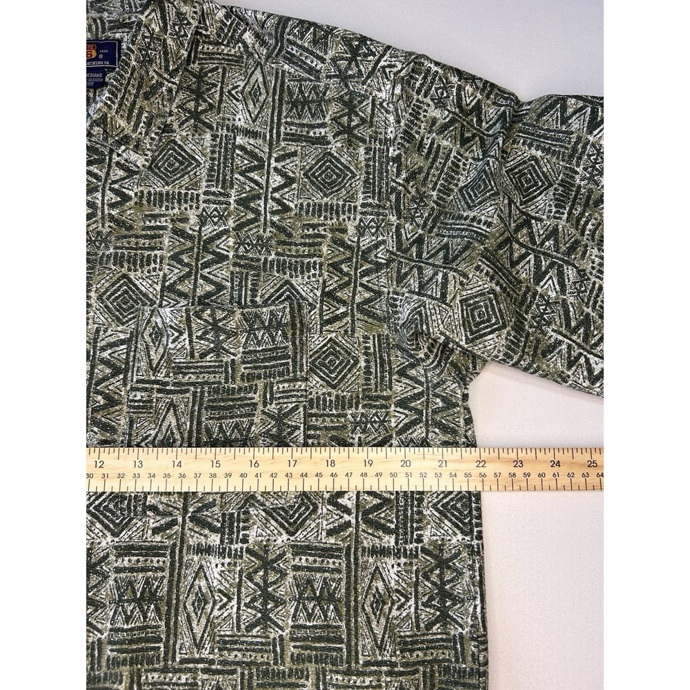 Route 66 Men's M Green Tribal Geometric Cotton Short Sleeve Button Up Shirt - Picture 7 of 10